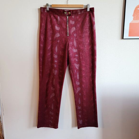 Urban Outfitters Pants - Urban Outfitters Reptile Red Pants Fishnet Overlay Size 10 Y2K
